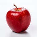 Tonal Sharpness: A Shiny Red Apple On A Clean White Surface