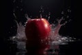 Apple water drops photo shot. Generate AI