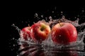 Apple water drops. Generate AI