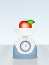 Apple on weighing scales food