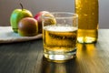 Apple wine glass, apples, bottle of cider Royalty Free Stock Photo