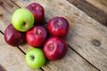 Apple on wooden background, Fruit or healthy fruit on wooden background