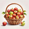 Apple woven basket apples fresh fruit red green Royalty Free Stock Photo