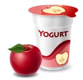 Apple yogurt cup with red apple Royalty Free Stock Photo