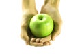 Apple in young woman hands