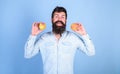 Apples antioxidant compounds responsible health benefits. Nutritional choice. Man with beard hipster hold apple fruit in