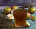 The apples, apple juice, Apple juice promoting rejuvenation. Royalty Free Stock Photo