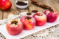 Apples, baked in the oven with honey and raisins