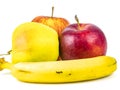 Apples and banana on a white background Royalty Free Stock Photo