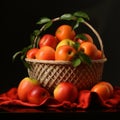 Fresh And Tasty Tangerine Basket With Sculpted Apple