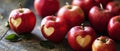 Apples Bear Engraved Hearts, A Romantic Gesture Of Affection