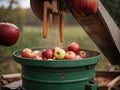 Apples being pressed to make fresh cider