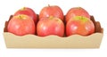 Apples in a cardboard box on white background