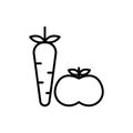 Apples and carrots icon illustration. suitable for healthy food. Line icon style. Royalty Free Stock Photo