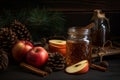 Apples cinnamons jar. Generate AI