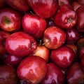 Apples close up at market. Red apples background Royalty Free Stock Photo