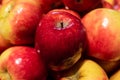 Apples closeup. Fruit background. Beautiful red fruits. Healthy foods for immunity.