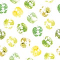 Apples of different colors painted in watercolor. Colorful seamless pattern of the prints green and yellow apples. Royalty Free Stock Photo