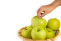 Apples in a fruit basket are good for a healthy diet in a white background Royalty Free Stock Photo