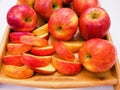Apples fruit fresh red apple ripe juicyapples whole and sliced food sweet fresh healthy hi-res closeup view image stock photo Royalty Free Stock Photo
