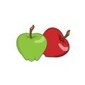 Apples green red. Fresh fruit. Healthy vegan food. Vector graphic illustration