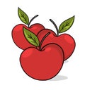 A few whole red apples illustration on white background