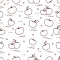 Apples juicy fruit. Seamless pattern.