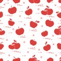 Apples juicy fruit. Seamless pattern.