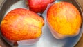 The Apples Kept Soaking In Water. Groups Fruits Closeup Shot. Royalty Free Stock Photo