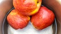 The Apples Kept Soaking In Water. Groups Fruits Different Angle. Royalty Free Stock Photo