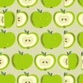 Apples and leaves, colorful background. Decorative seamless pattern with fruits Royalty Free Stock Photo