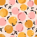 Apples and leaves, colorful seamless pattern Royalty Free Stock Photo