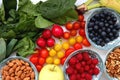 Fruits, Vegetables And Nuts On White Background