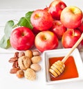 Apples, nuts and honey Royalty Free Stock Photo