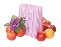 Apples, package and flowers Royalty Free Stock Photo