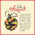 Apples with pears and the words HELLO AUGUST.