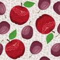 Pattern with apples, plums in mosaic style Royalty Free Stock Photo