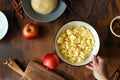 Apples raisins dough cinnamon Ingredients preparation stuffing s Royalty Free Stock Photo