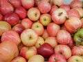 Apples red yellow and green top view in grocery of supermarket Royalty Free Stock Photo