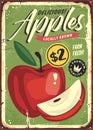 Apples retro poster for farm fresh fruits