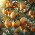 Apples ripe and ready in the green orchard tree Royalty Free Stock Photo