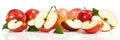 Apples Royal Gala - Panorama isolated on white Background Royalty Free Stock Photo