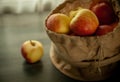 Apples in saclcloth fresh season fruits