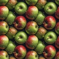 Apples seamless pattern background. Realistic photographic style.
