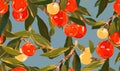 Apples seamless pattern. Berry fruits wallpaper. For fabric design. Created with generative AI tools Royalty Free Stock Photo