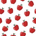 Apples seamless pattern. Fruit background in cartoon style. Ecological food print