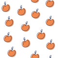 Apples seamless pattern. Fruits background. Sweet food. Perfect for fabric, print, textile, wrapper. Vector cartoon line Royalty Free Stock Photo