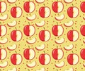 Apples seamless pattern. Red Apple endless background, texture. Fruits background. Vector illustration. Royalty Free Stock Photo