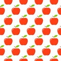 Apples. Seamless pattern with red apples on white. Fruit background
