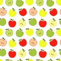Apples seamless pattern. Red, yellow and green apples on a white background. Vector illustration. Royalty Free Stock Photo